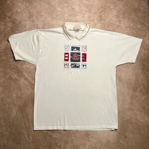 Vintage 90s Top Stitch Noah's Ark Polo Shirt Embroidered Short Sleeve Cottage